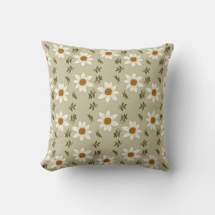 Decorative Floral in White and Beige Cushion