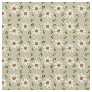Decorative Floral in White and Beige Fabric