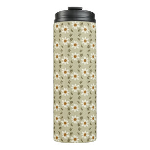 Decorative Floral in White and Beige Thermal Tumbler