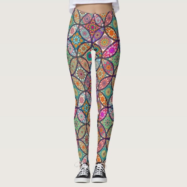 Decorative Floral/Mandala Leggings (Front)