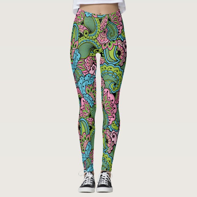 Decorative Floral/Mandala Leggings (Front)