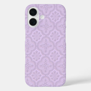 Decorative Floral Pattern In Mauve iPhone 16 Case