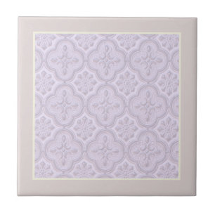 Decorative Floral Pattern In Mauve Ceramic Tile