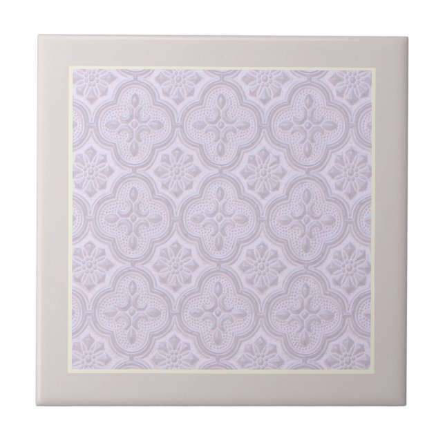 Decorative Floral Pattern In Mauve Ceramic Tile (Front)