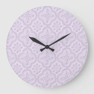 Decorative Floral Pattern In Mauve Large Clock