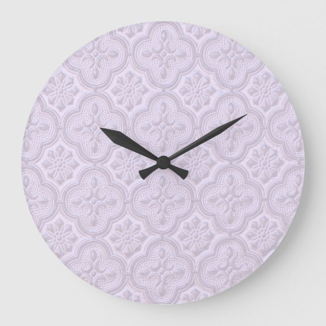 Decorative Floral Pattern In Mauve Large Clock (Front)