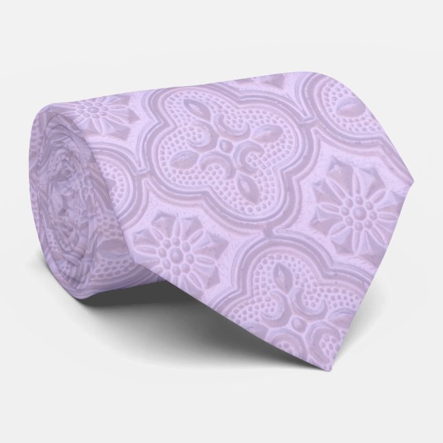 Decorative Floral Pattern In Mauve Tie (Rolled)