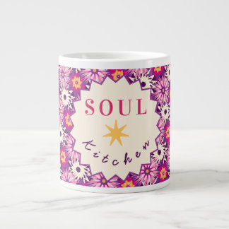 Decorative Floral pattern Pink Purple Astra Modern Large Coffee Mug