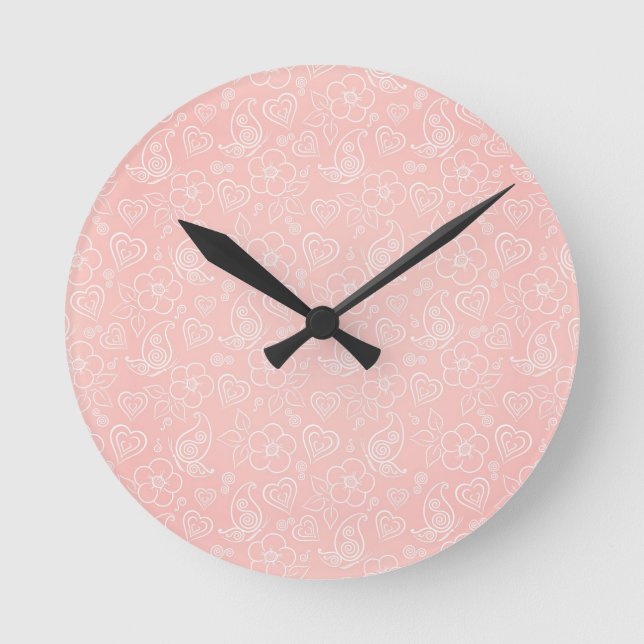Decorative floral pattern round clock (Front)