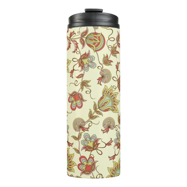 Decorative floral pattern with delicate plants of  thermal tumbler (Front)