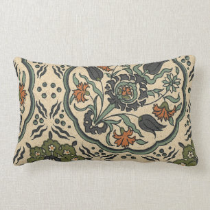 Decorative Floral Persian Tile Design Lumbar Cushion