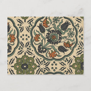 Decorative Floral Persian Tile Design Postcard