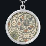 Decorative Floral Persian Tile Design Silver Plated Necklace<br><div class="desc">A decorative floral design,  this Persian tile features a number of different flowers dancing together in a wonderful medley of colour. Know someone who love flowers or designs from other countries? This would be the perfect gift for them!</div>