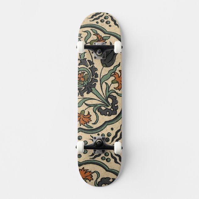 Decorative Floral Persian Tile Design Skateboard (Front)