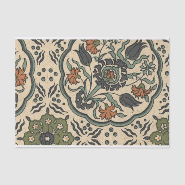Decorative Floral Persian Tile Design Tissue Paper (Front)