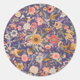 Decorative Floral Print Classic Round Sticker