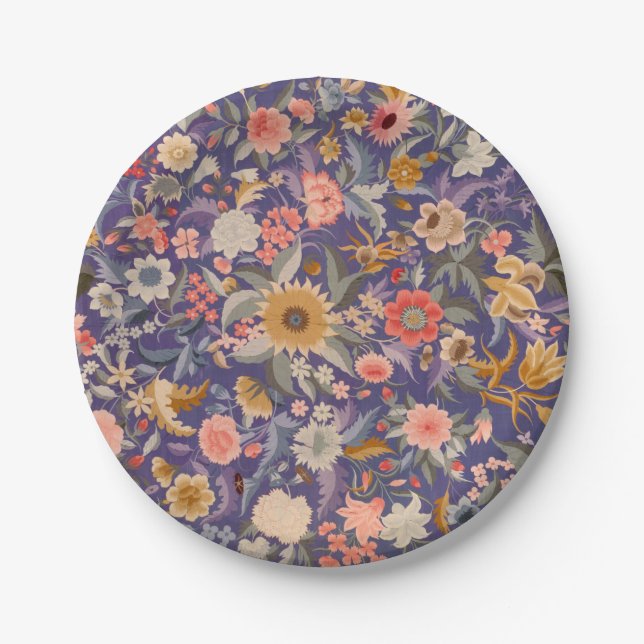 Decorative Floral Print Paper Plate (Front)