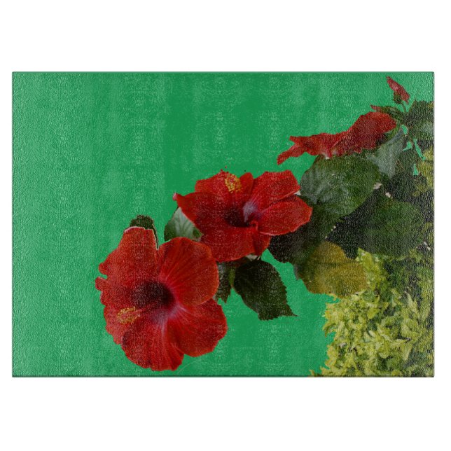 Decorative Floral Red Hibiscus Cutting Board (Front)