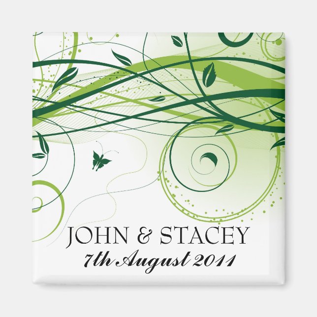 Decorative Floral Save the Date magnet (Front)
