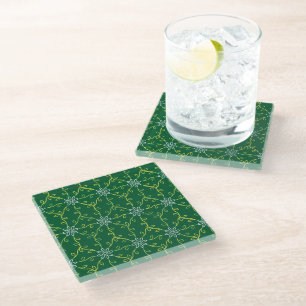 Decorative Floral Seamless Pattern Glass Coaster