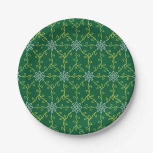 Decorative Floral Seamless Pattern Paper Plate