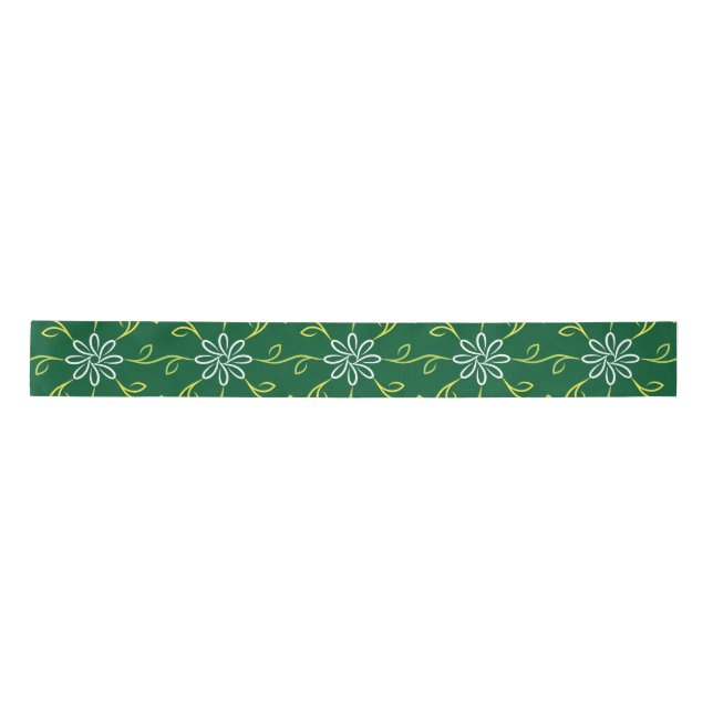 Decorative Floral Seamless Pattern Satin Ribbon (Front)