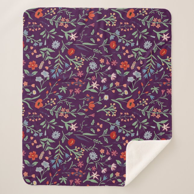 Decorative floral seamless pattern. sherpa blanket (Front)