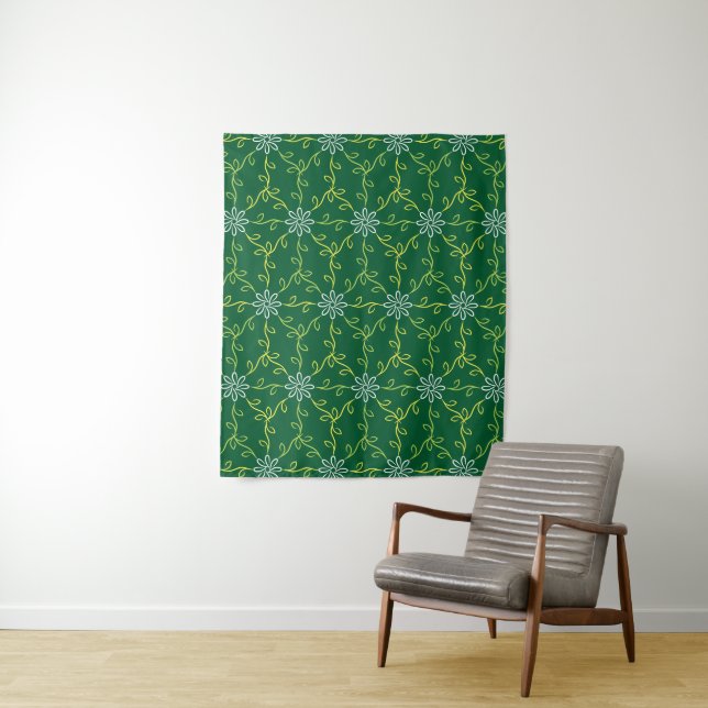 Decorative Floral Seamless Pattern Tapestry (In Situ)