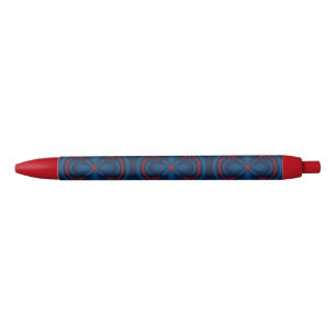 Decorative Floral Tile Pattern Black Ink Pen