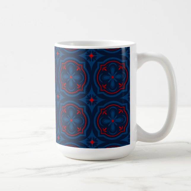 Decorative Floral Tile Pattern Coffee Mug (Right)