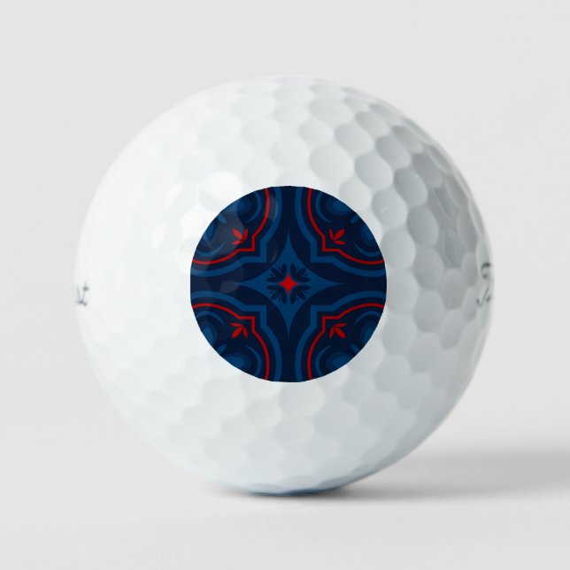 Decorative Floral Tile Pattern Golf Balls (Front)