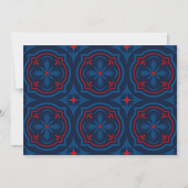 Decorative Floral Tile Pattern Magnetic Invitation (Front)