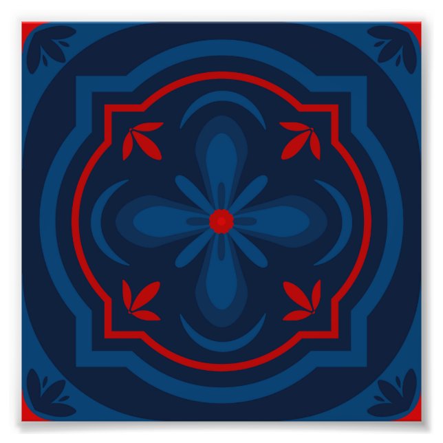 Decorative Floral Tile Pattern Photo Print (Front)