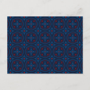 Decorative Floral Tile Pattern Postcard
