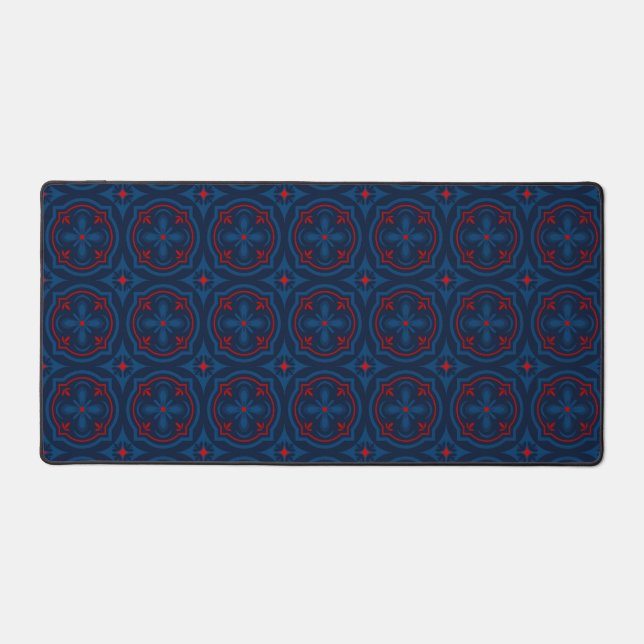 Decorative floral tiles pattern  desk mat (Front)