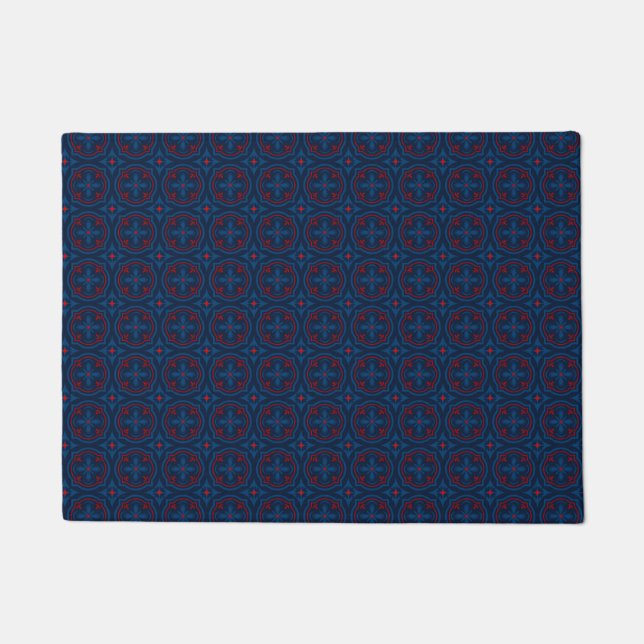 Decorative floral tiles pattern  doormat (Front)