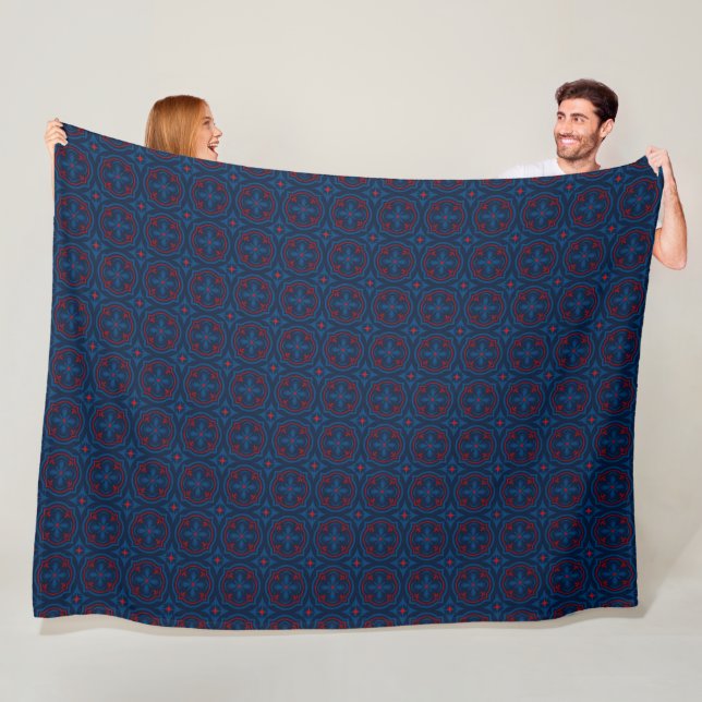 Decorative floral tiles pattern  fleece blanket (In Situ)