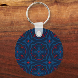 Decorative floral tiles pattern key ring
