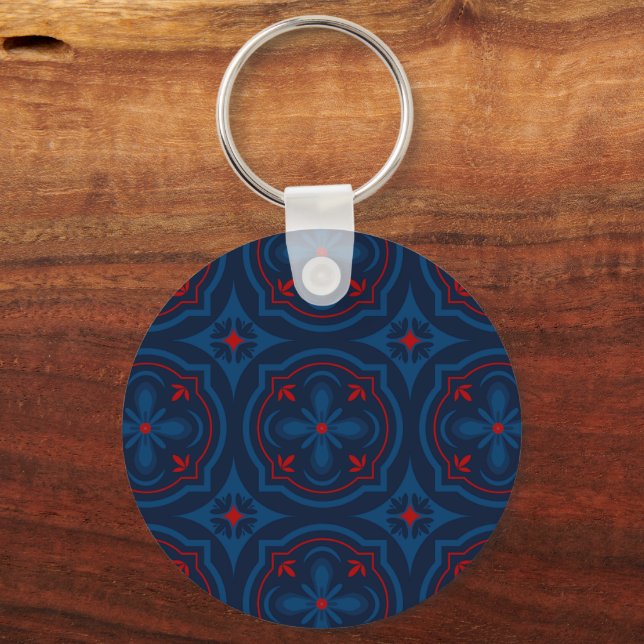 Decorative floral tiles pattern key ring (Back)