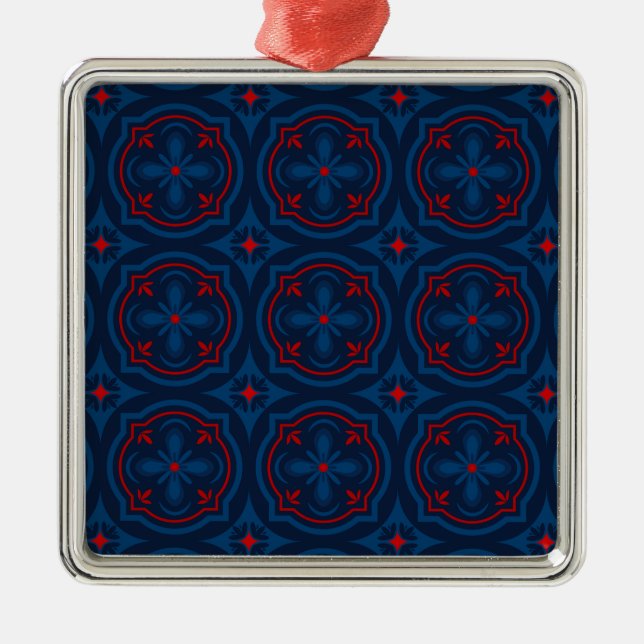 Decorative floral tiles pattern  metal ornament (Front)