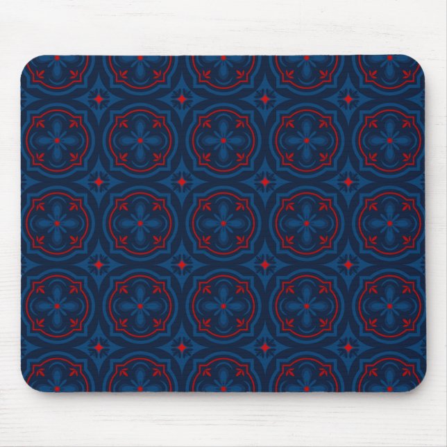 Decorative floral tiles pattern  mouse pad (Front)