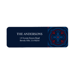 Decorative floral tiles pattern return address label