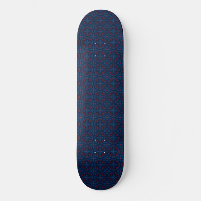 Decorative floral tiles pattern  skateboard (Front)