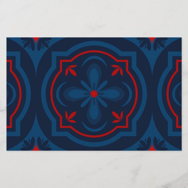 Decorative floral tiles pattern  stationery (Front)