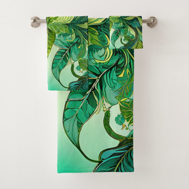 Decorative Floral Tropical  Bath Towel Set (Insitu)