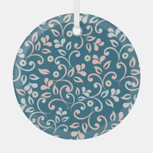 Decorative Floral Vintage Seamless Pattern Glass Tree Decoration