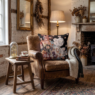 Decorative floral watercolor rustic leaves  cushion