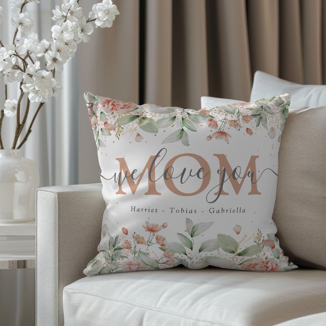 Decorative Floral 'we love you' MOM Personalised  Cushion (Creator Uploaded)