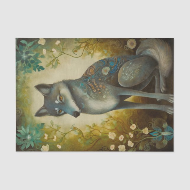 Decorative Floral Wolf Tissue Paper (Front)