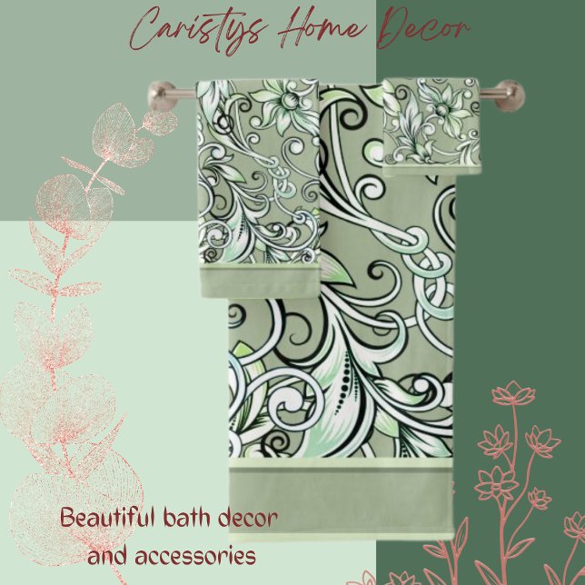 Decorative Flourishes Multicolors Bath Towel Set (Creator Uploaded)